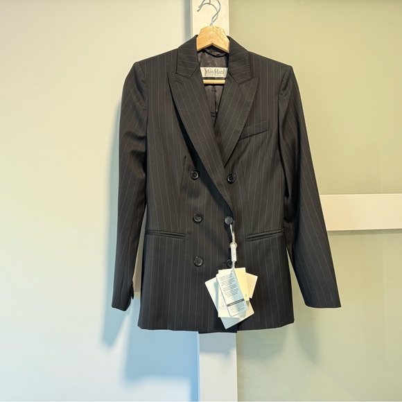 MAX MARA Zinco double-breasted pinstriped wool-twill blazer - Picture 2 of 9